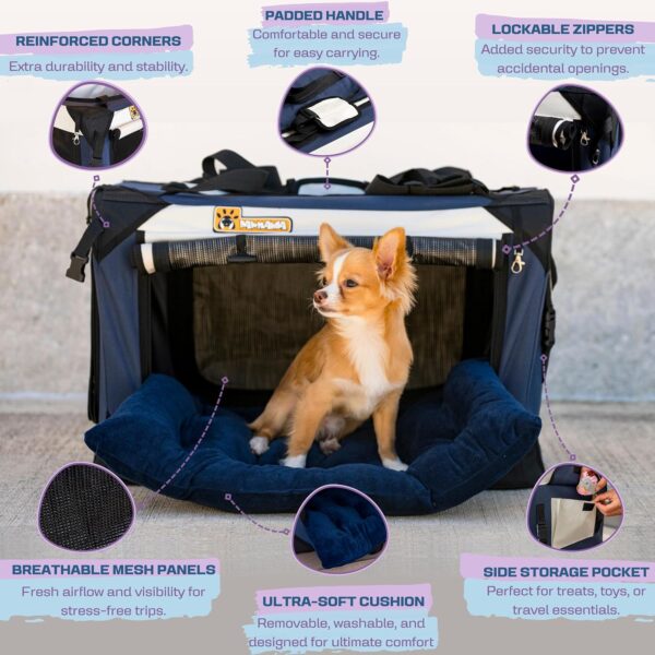 Extra Large Pet Carrier Tan Soft-Sided with Scratch Pad Foldable Fiberboard Base Plush Cushion Lightweight. PAWMANIA - Imagen 3